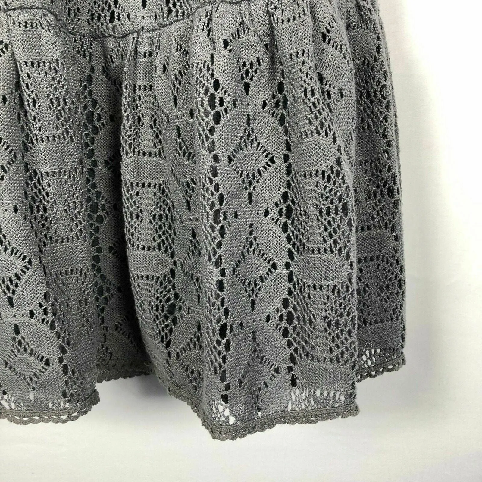 Effortless Free People Gray Crochet Knit Dress - Womens Size 4 - Fully Lined - Cowl Neck