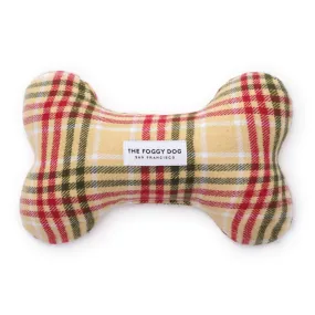 Eggnog Plaid Flannel Dog Squeaky Toy