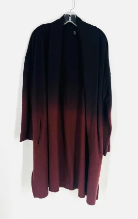 Eileen Fisher Size XL Black/Maroon Ombre Wool Coats Coat