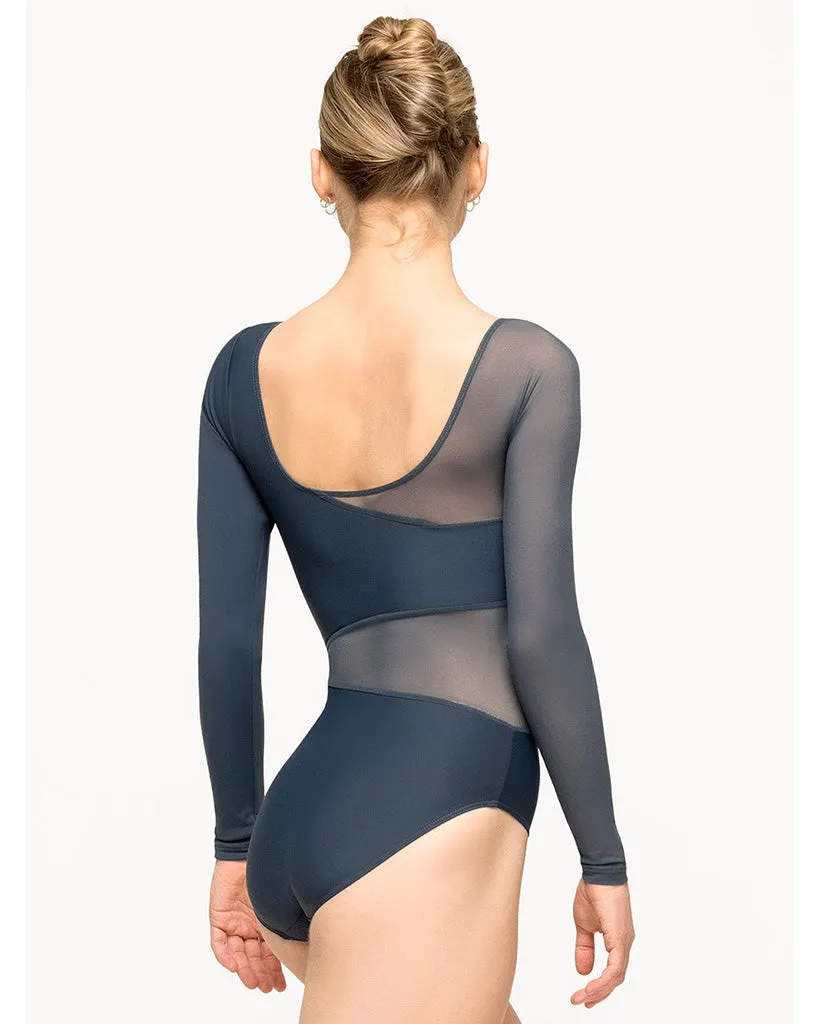 Elevé Dancewear Amelie Scoop Neck Mesh Cut Out Long Sleeve Leotard - Womens - Symphony