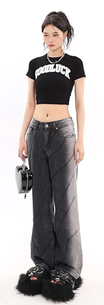 Faded Cutout Side-Stripe Jeans