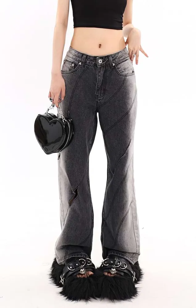 Faded Cutout Side-Stripe Jeans