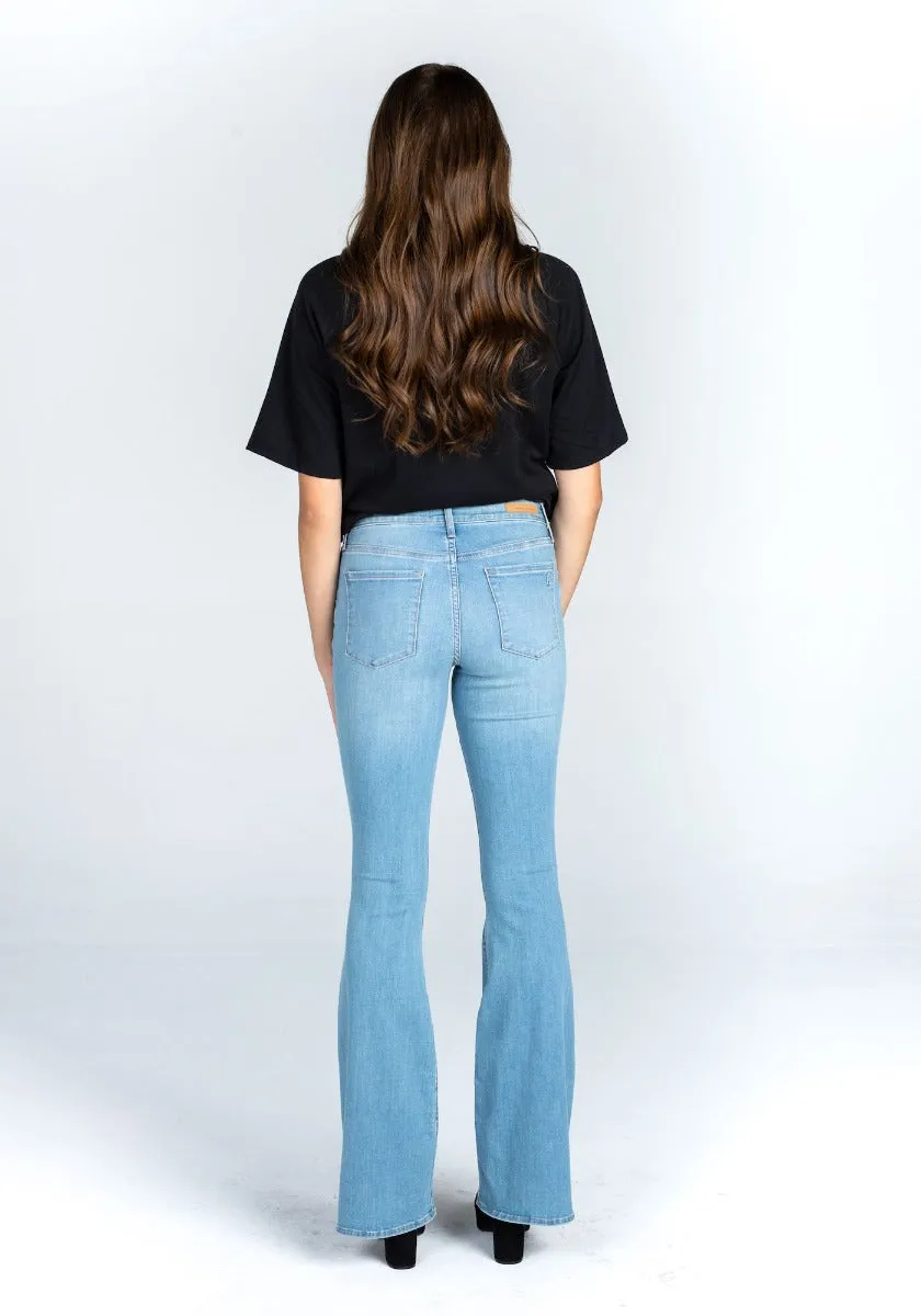 FAITH MID RISE FLARES | LIGHT WASH