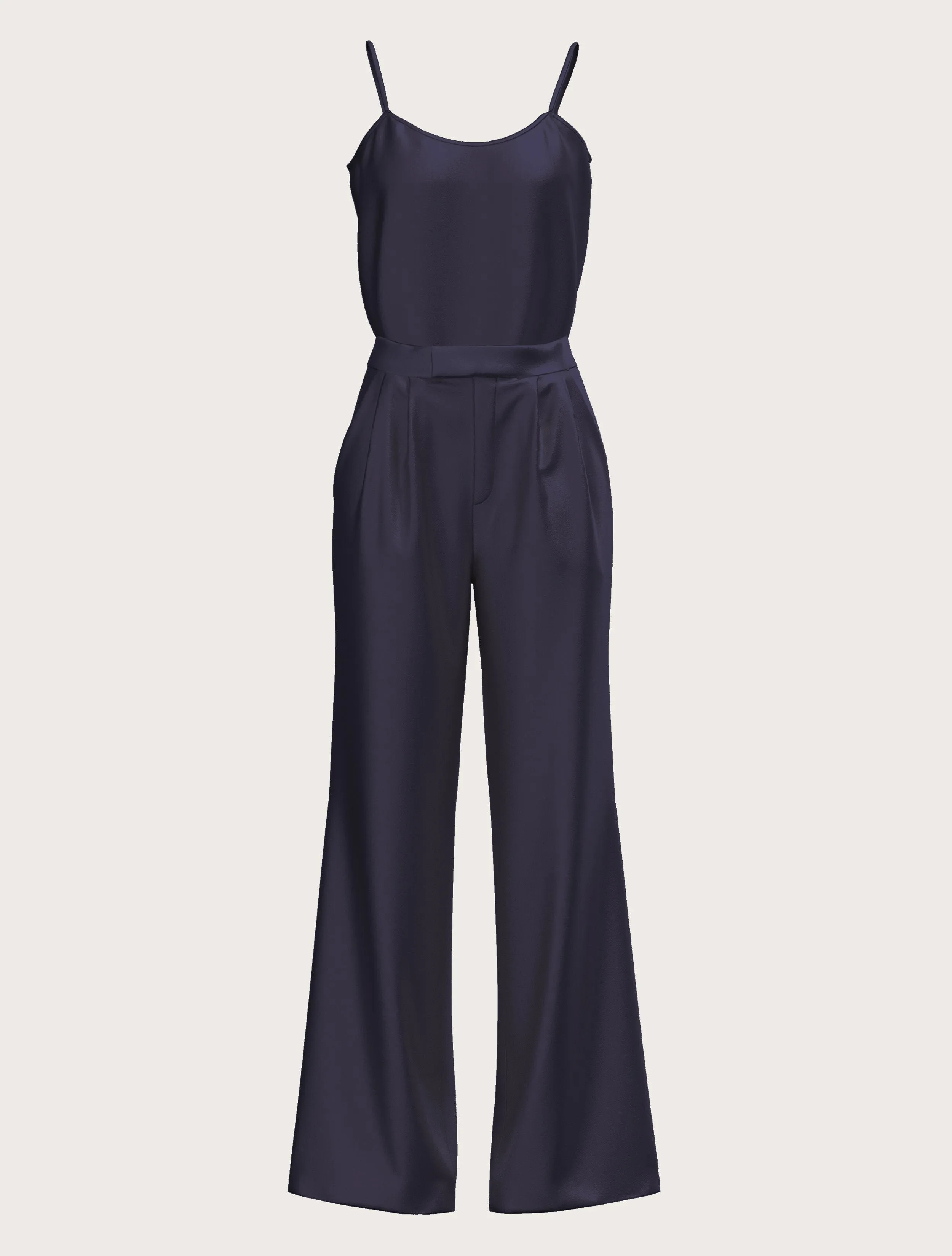 FLARED SATIN SILK TROUSER IN MIDNIGHT BLUE