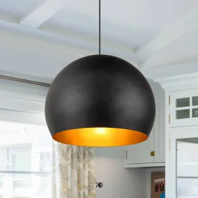 Glowlings 1-Light 20"Wide Vintage Oversized Texture Black Dome Pendant Light for Kitchen Island