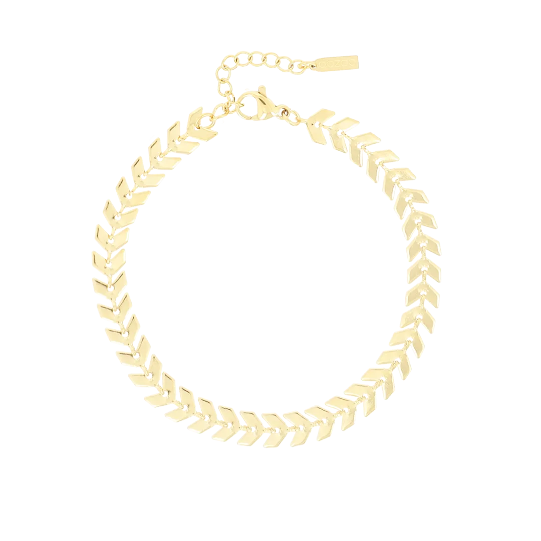 Gold coloured bracelet with V-chain