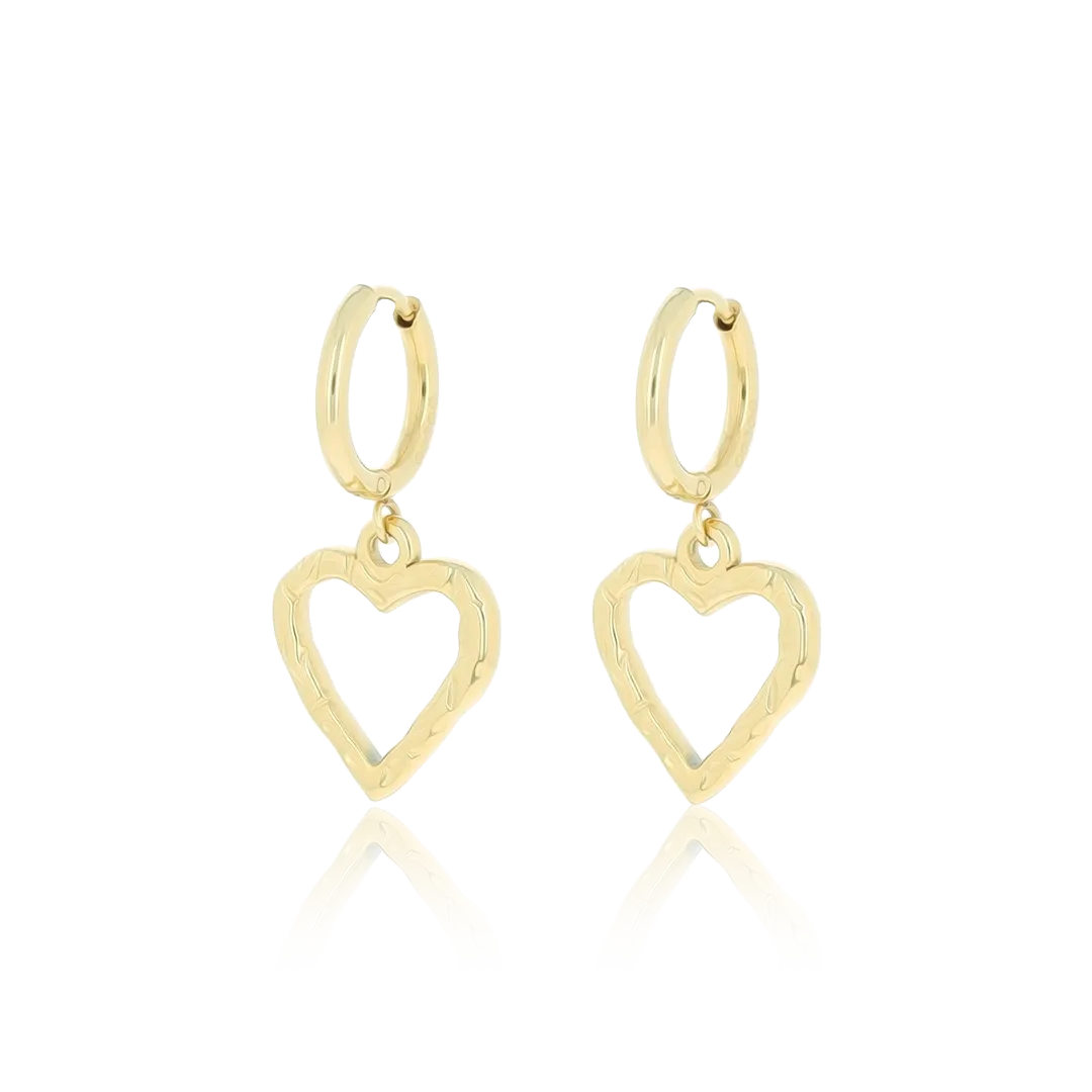 Gold coloured earrings with heart