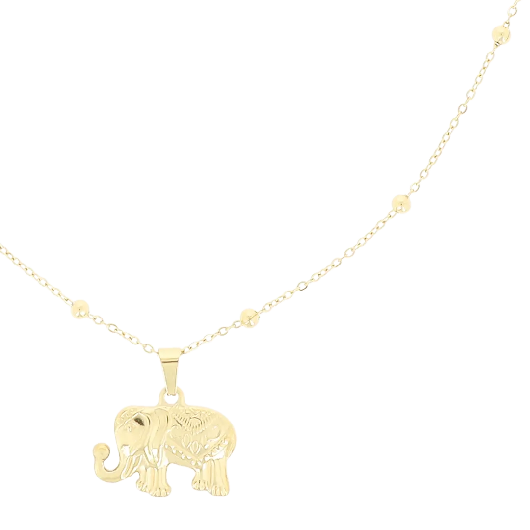 Gold coloured necklace with elephant charm