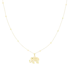 Gold coloured necklace with elephant charm