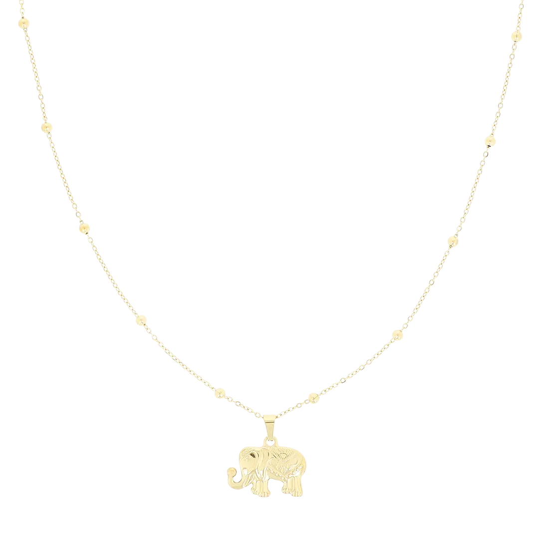 Gold coloured necklace with elephant charm