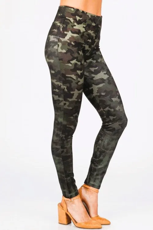 High Waisted Faded Camo Print Leggings