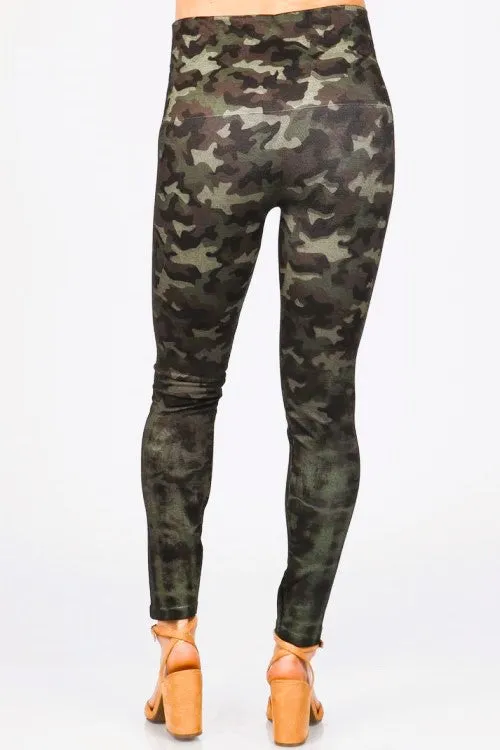 High Waisted Faded Camo Print Leggings