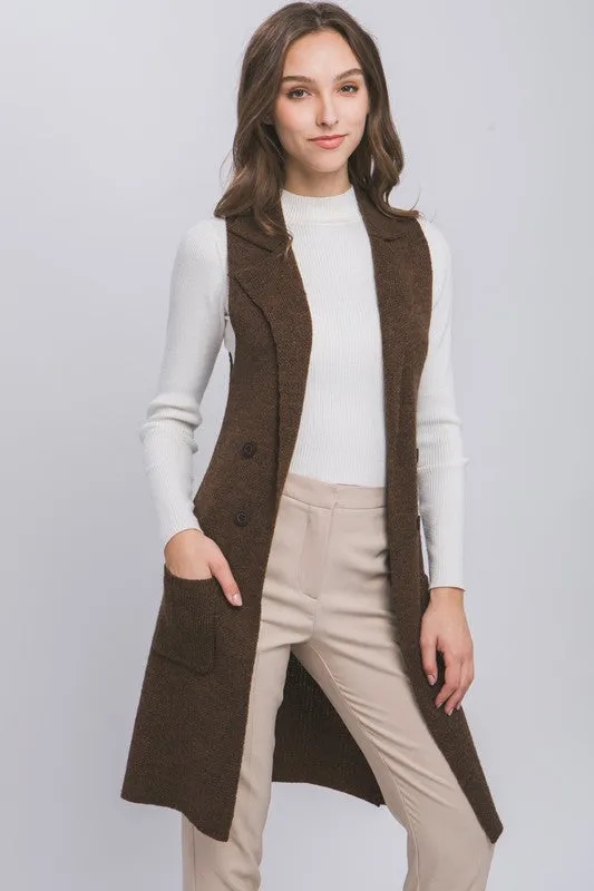 Ida Sleeveless Long Cardigan Vest Coat