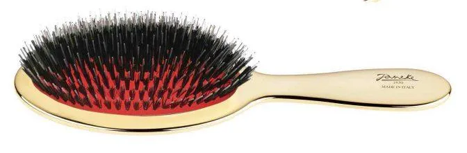 Janeke Pneumatic Medium Mixed Bristle Brush with Nylon and Boar Bristles, Gold  AUSP22M