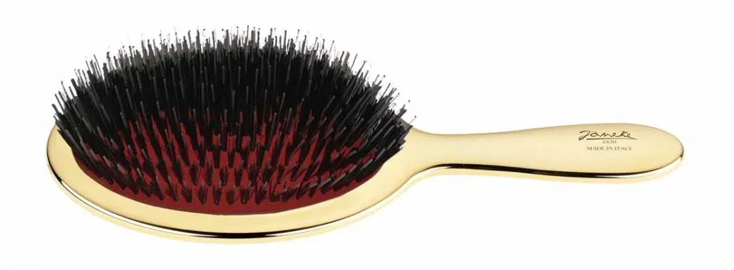 Janeke Pneumatic Mixed Bristle Large Paddle Brush with Natural & Nylon Bristle, 9.25" Long  CRSP23M