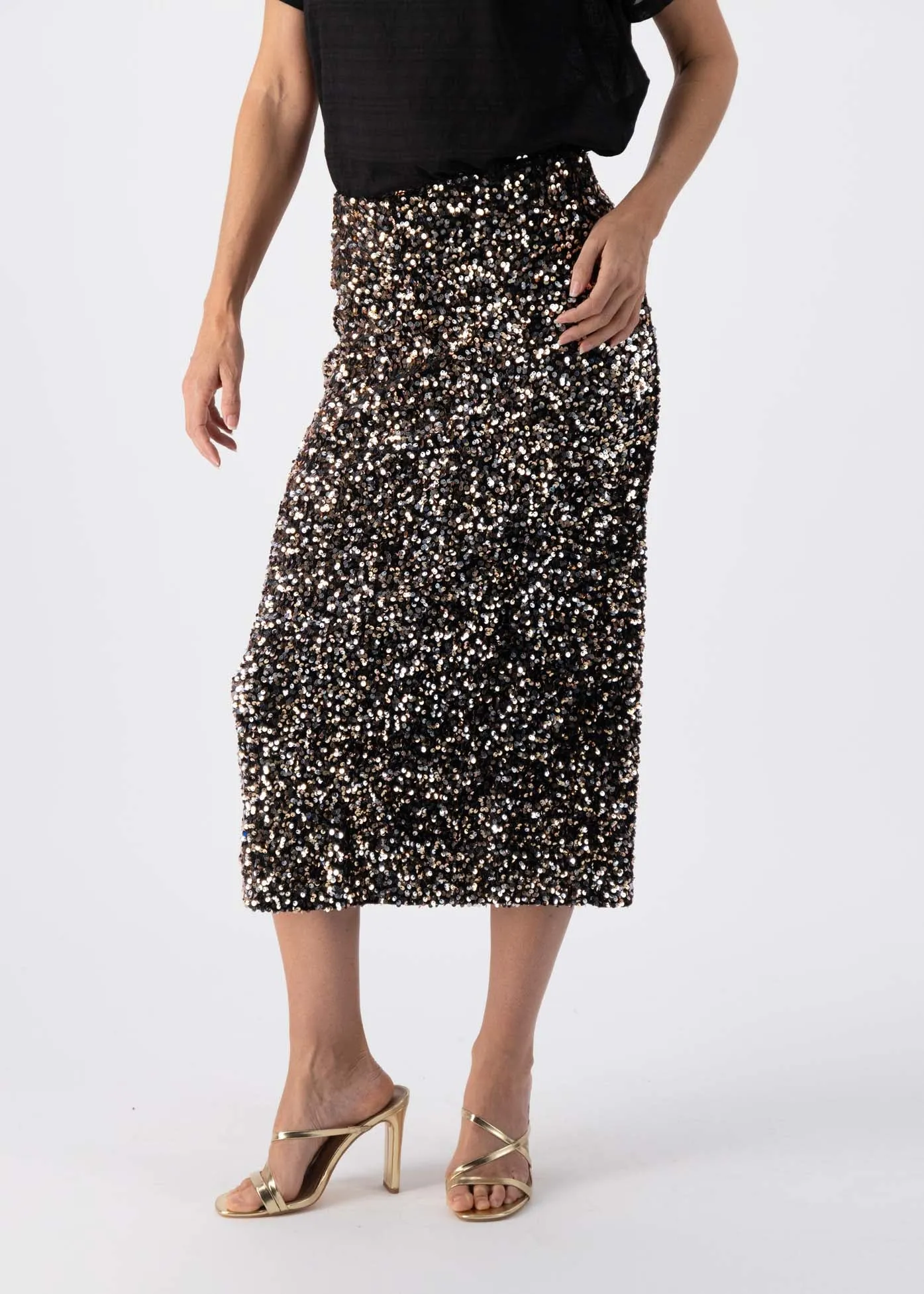 Jubilee Skirt Gold/Silver in Sequinned Velvet