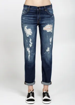 Konus Women's Distressed Jeans In Dark Blue