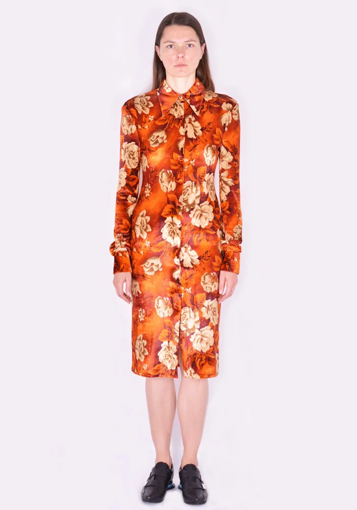 KWAIDAN EDITIONS AW21WD056W_PSV  SHIRT DRESS CRIMSON FLOWERS