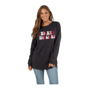 Ladies Indiana Hoosiers Burnout Long Sleeve Black Tunic