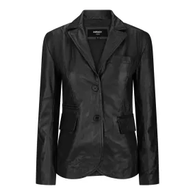 Ladies Women Real Black Leather slim Fit Blazer Jacket