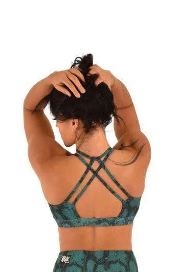 Lifestyle Sports Bra Emerald Green Snake Print