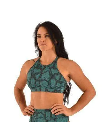 Lifestyle Sports Bra Emerald Green Snake Print