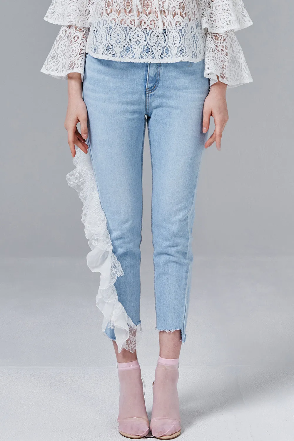 Lindsey Lace Ruffle Jeans