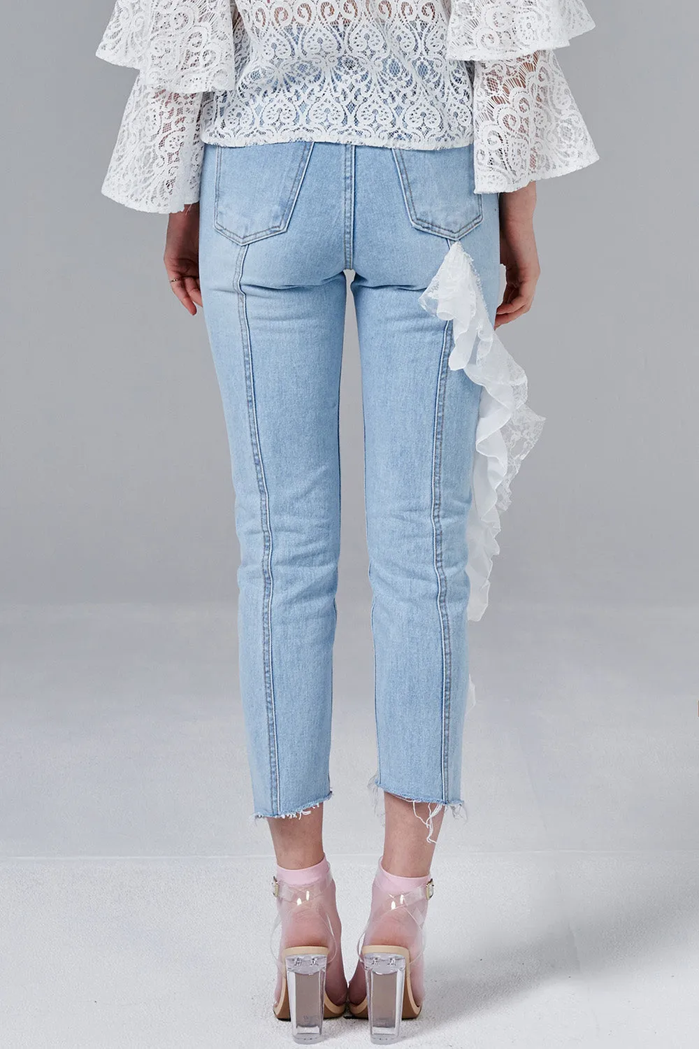 Lindsey Lace Ruffle Jeans