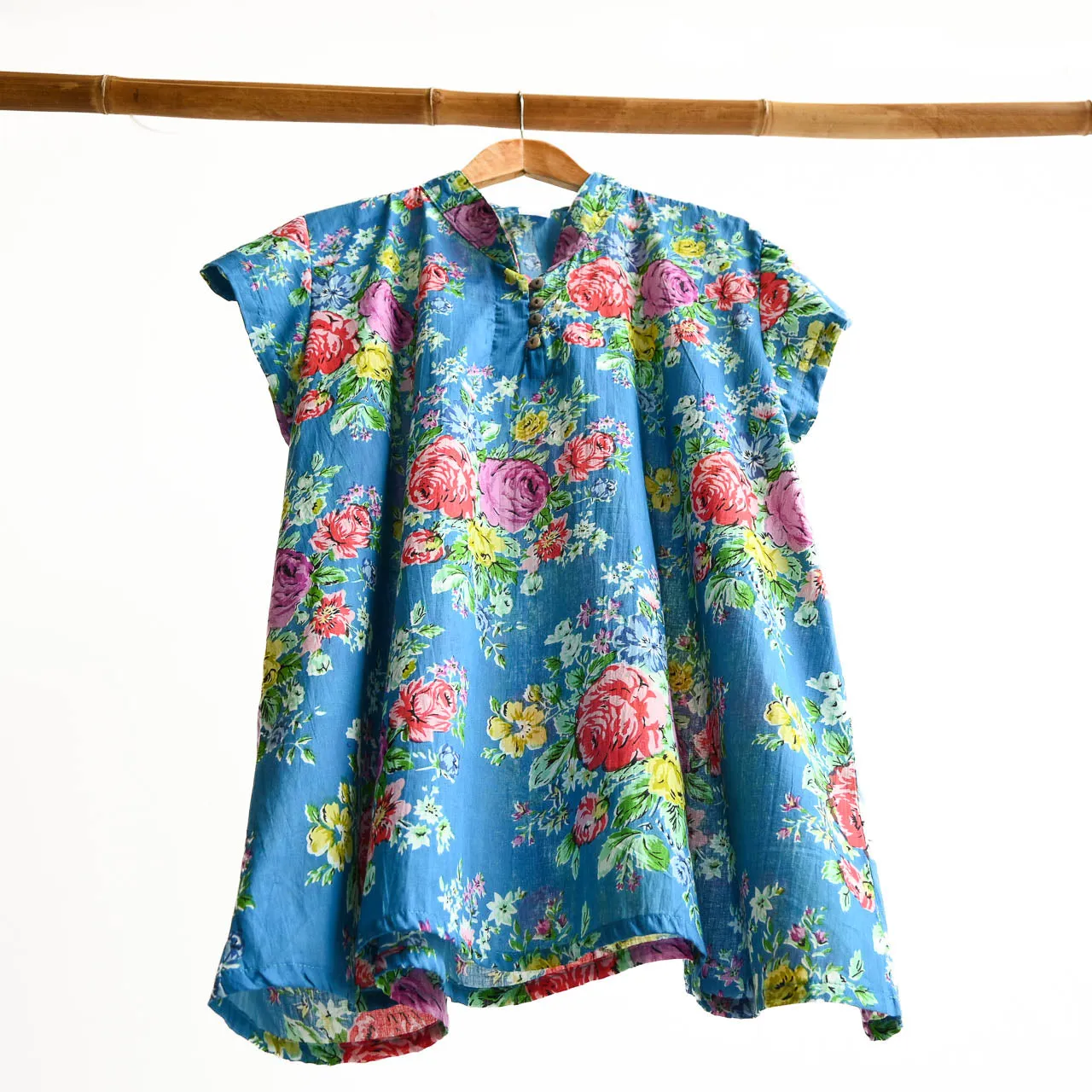 Loose Fit Cotton Tunic Top by KOBOMO - Peony