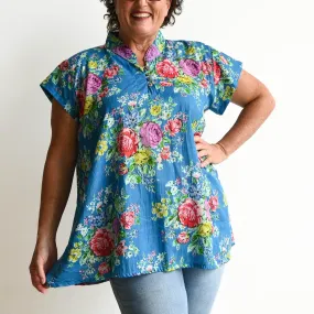 Loose Fit Cotton Tunic Top by KOBOMO - Peony