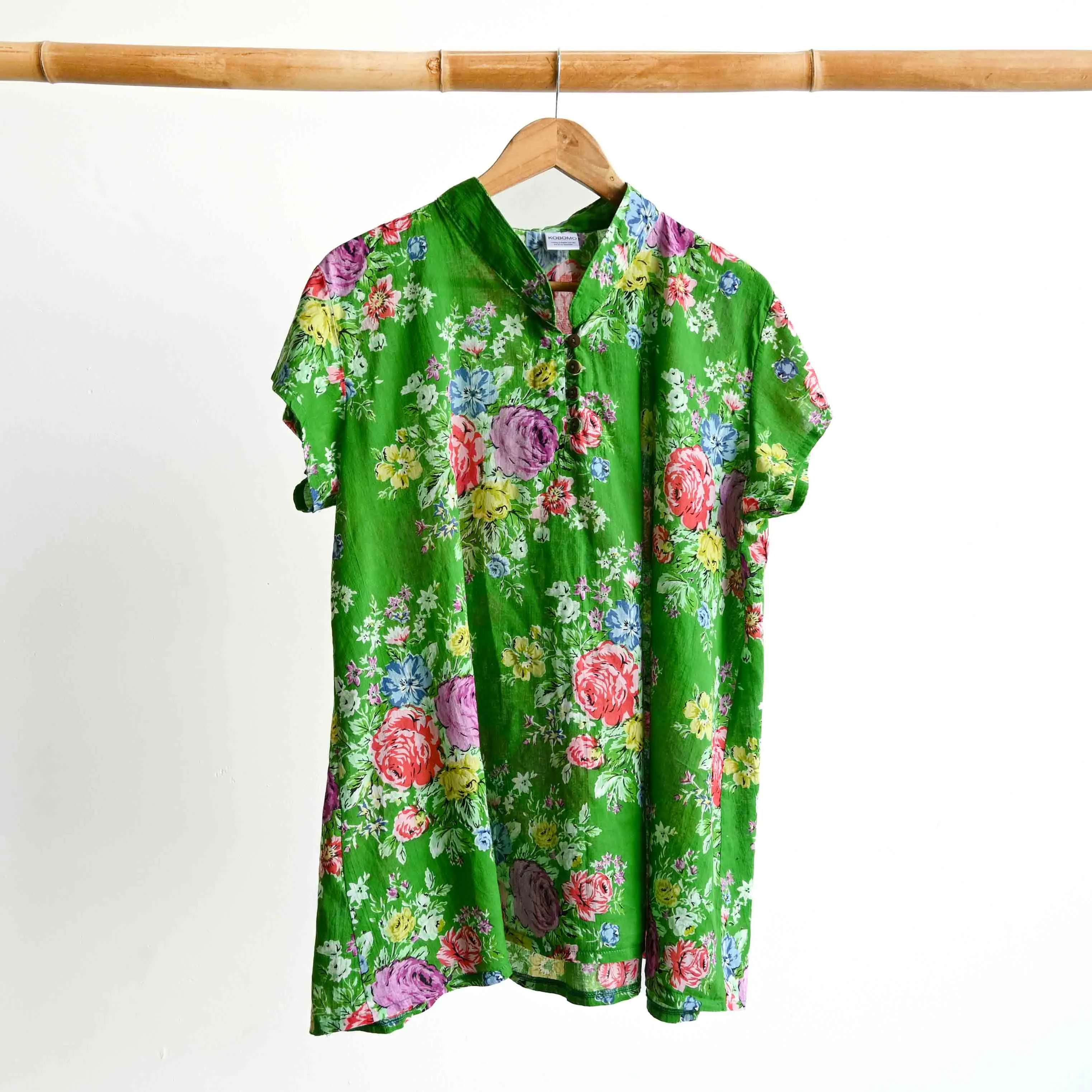 Loose Fit Cotton Tunic Top by KOBOMO - Peony