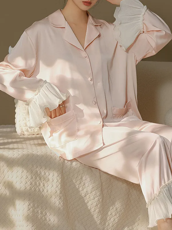 Lotus Leaf Long Sleeve Top & Pants Pajama Set