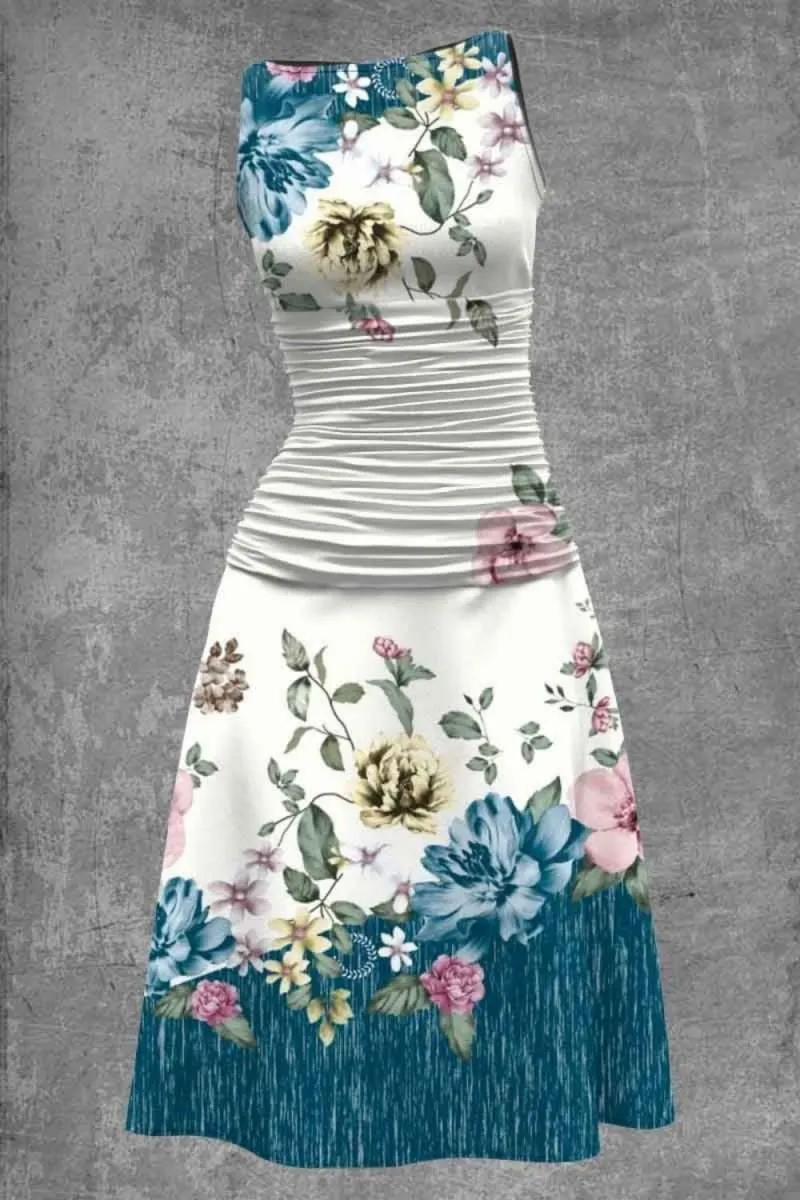 LovelyRLovely Floral Print Sleeveless Waist Dress