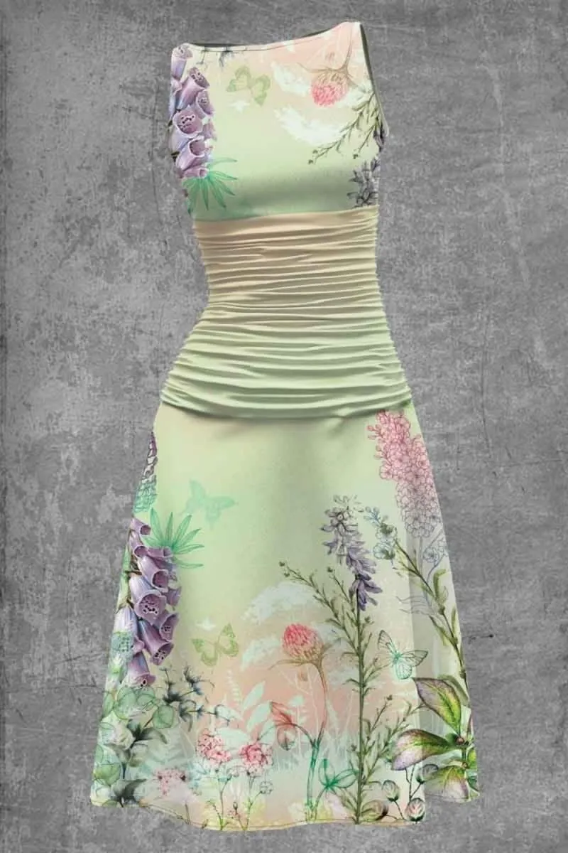 LovelyRLovely Floral Print Sleeveless Waist Dress