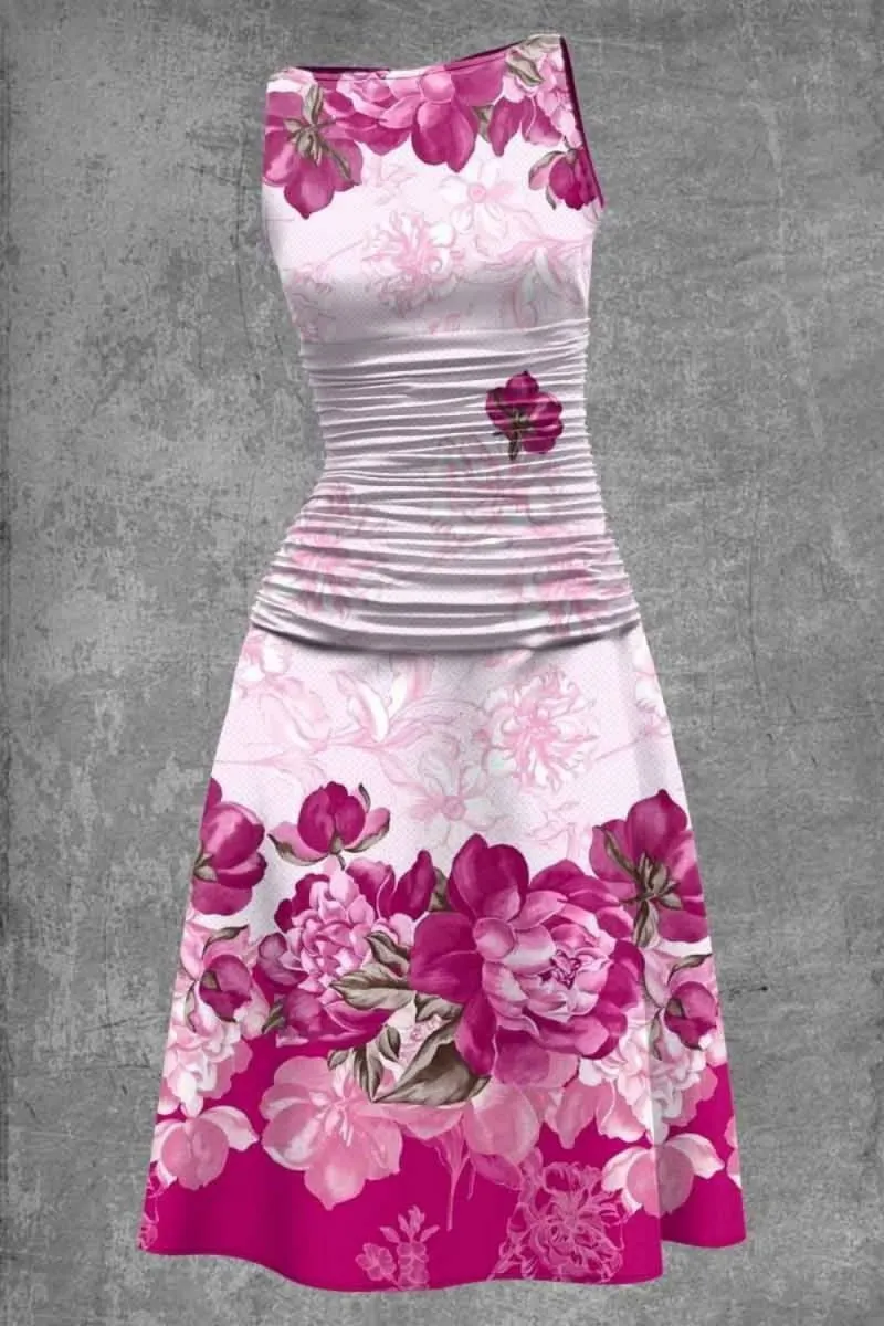 LovelyRLovely Floral Print Sleeveless Waist Dress