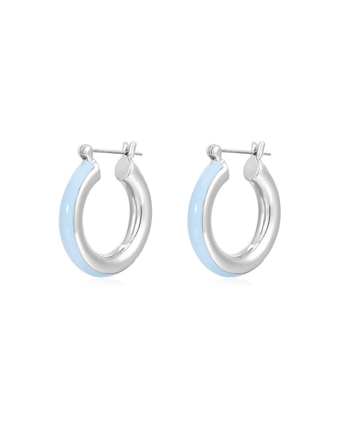 Luv AJ - Stripe Baby Amalfi Hoops - Baby Blue - Silver