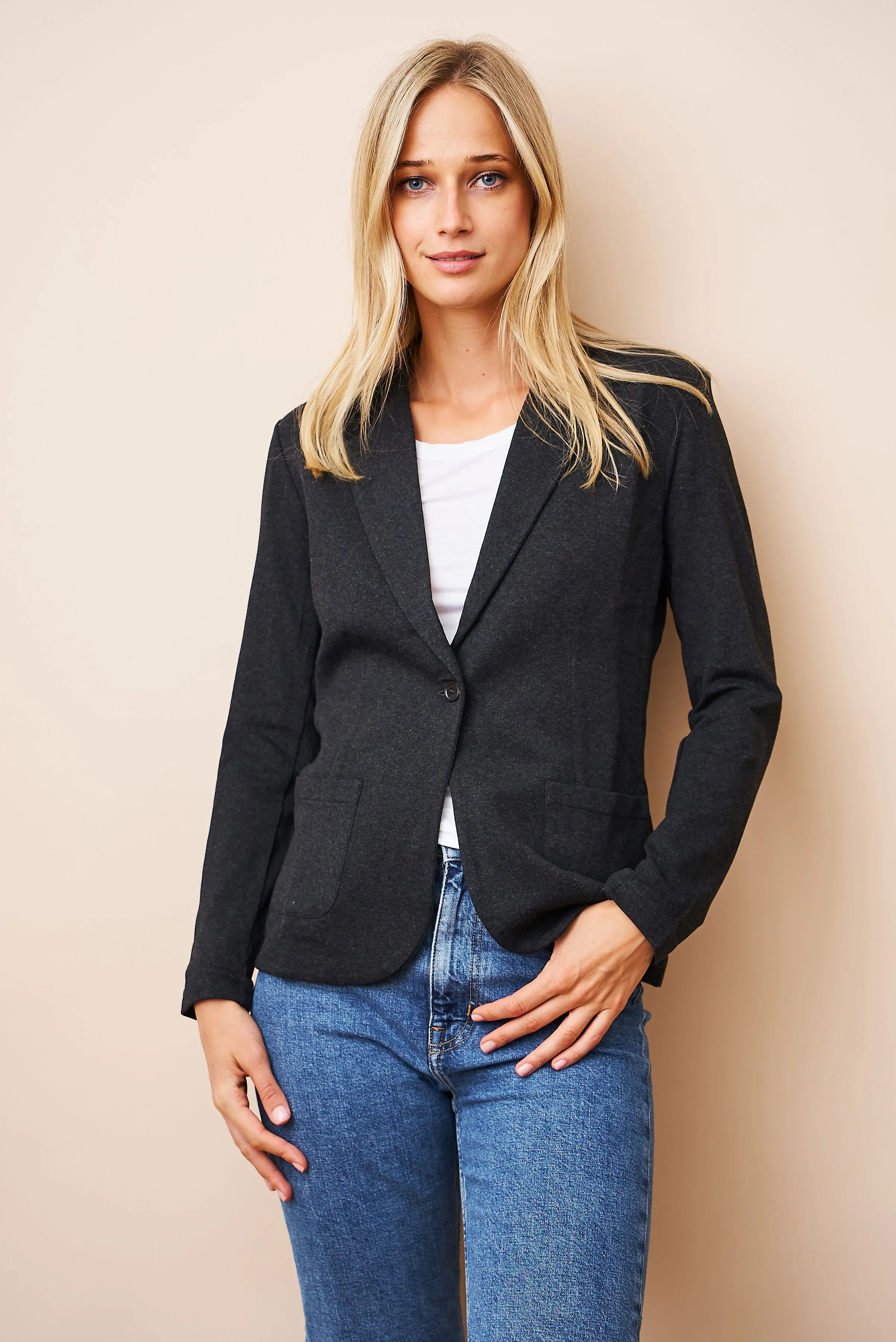 Majestic French Touch One Button Blazer in Anthracite Chine