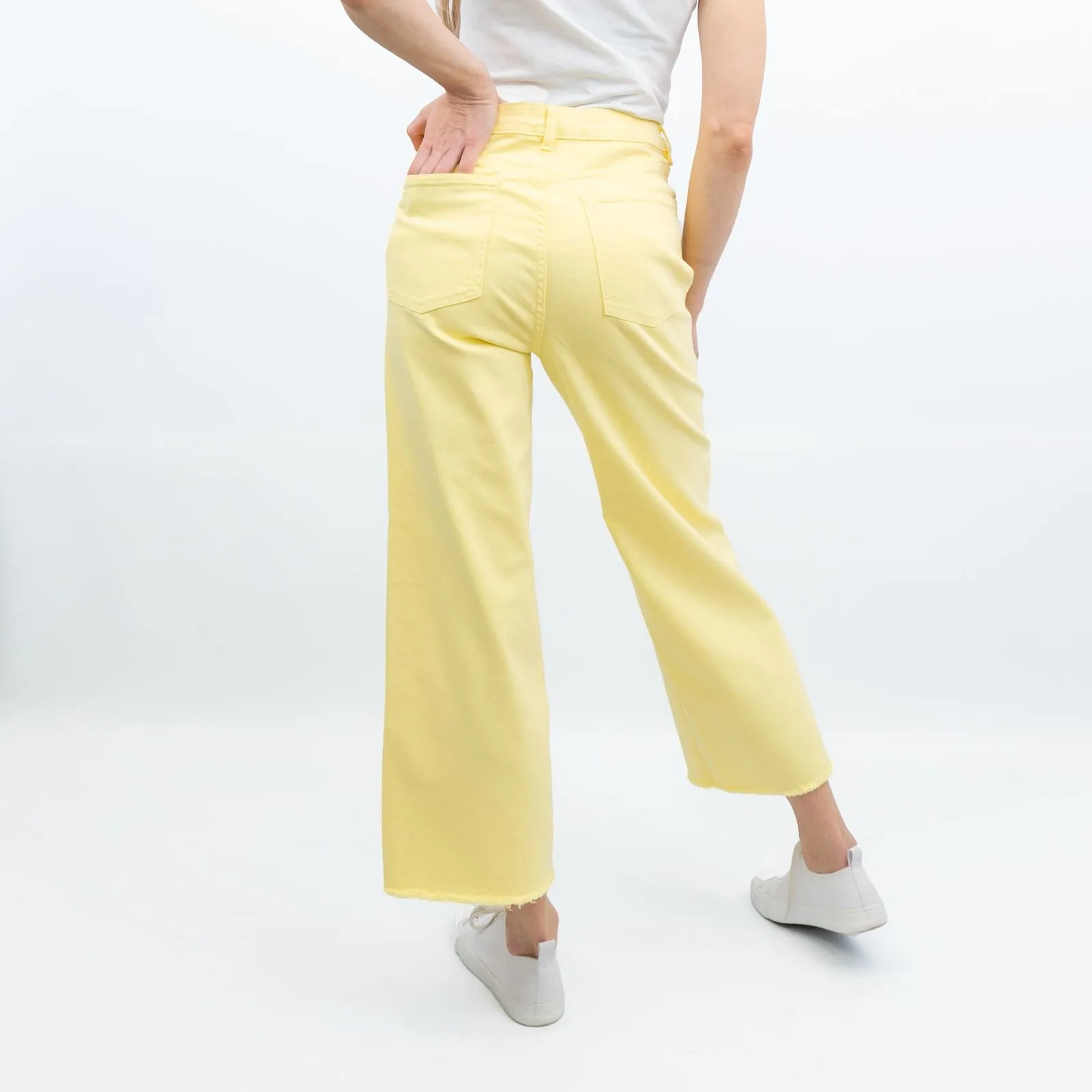 M&S High Waisted Crop Wide Leg Yellow Denim Jeans