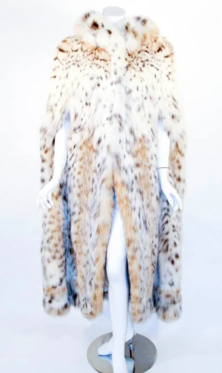 MAX REBY Tigre Royal Geneve Vintage Lynx Fur Full length Cape with Hood