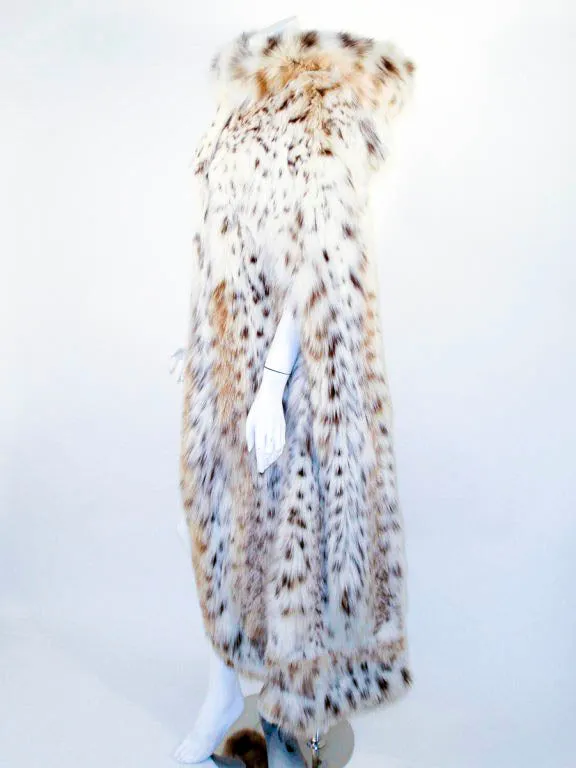 MAX REBY Tigre Royal Geneve Vintage Lynx Fur Full length Cape with Hood