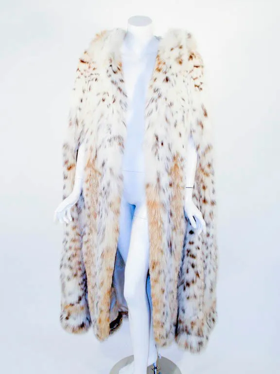 MAX REBY Tigre Royal Geneve Vintage Lynx Fur Full length Cape with Hood