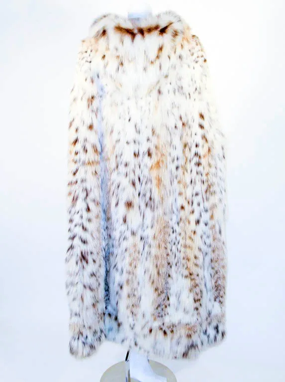 MAX REBY Tigre Royal Geneve Vintage Lynx Fur Full length Cape with Hood