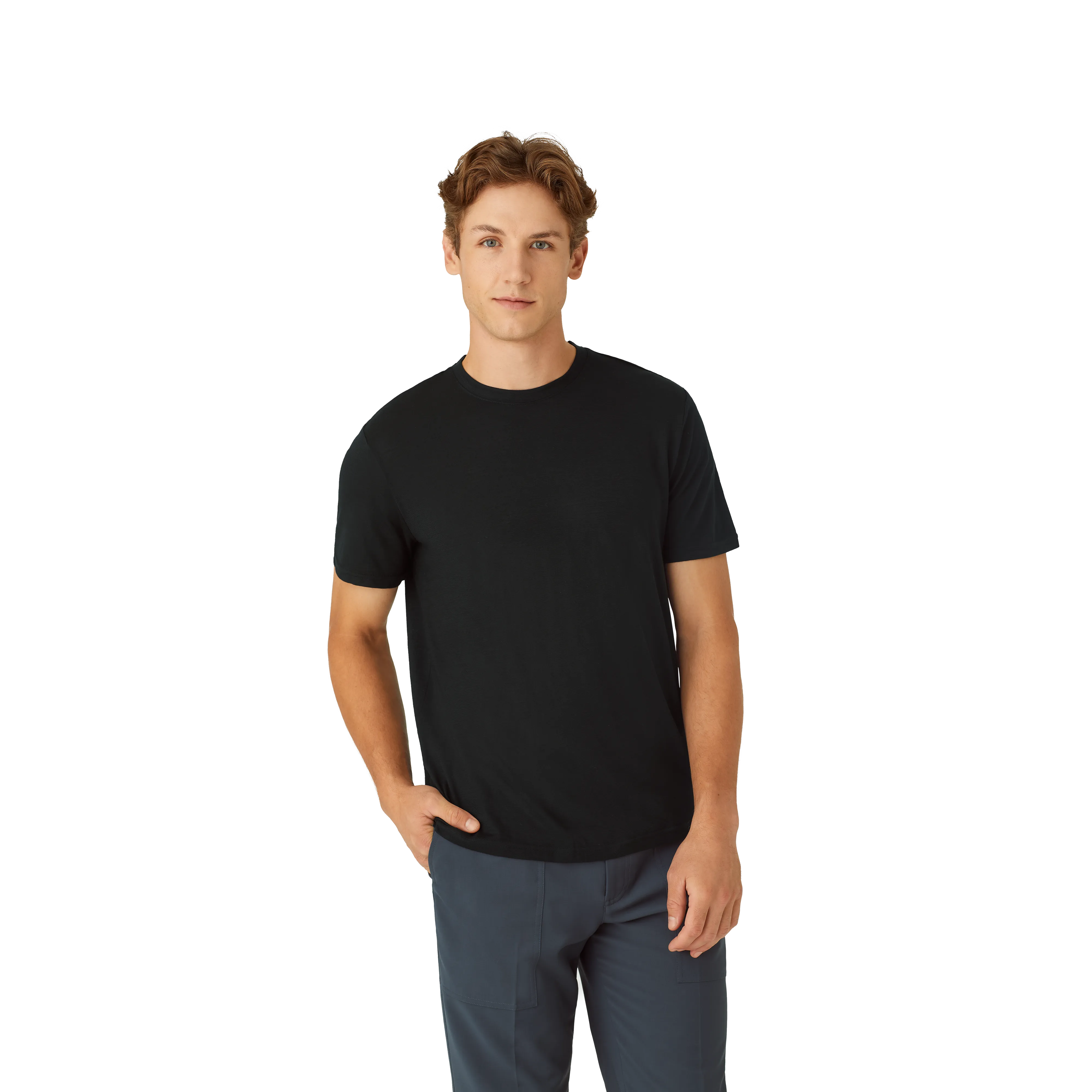 Men's Merino Wool Blend Crew Neck Short Sleeve T-Shirt 2-Pack