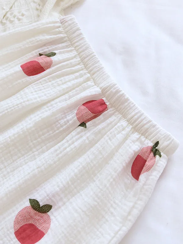 Peach Print Cotton Pajama Set