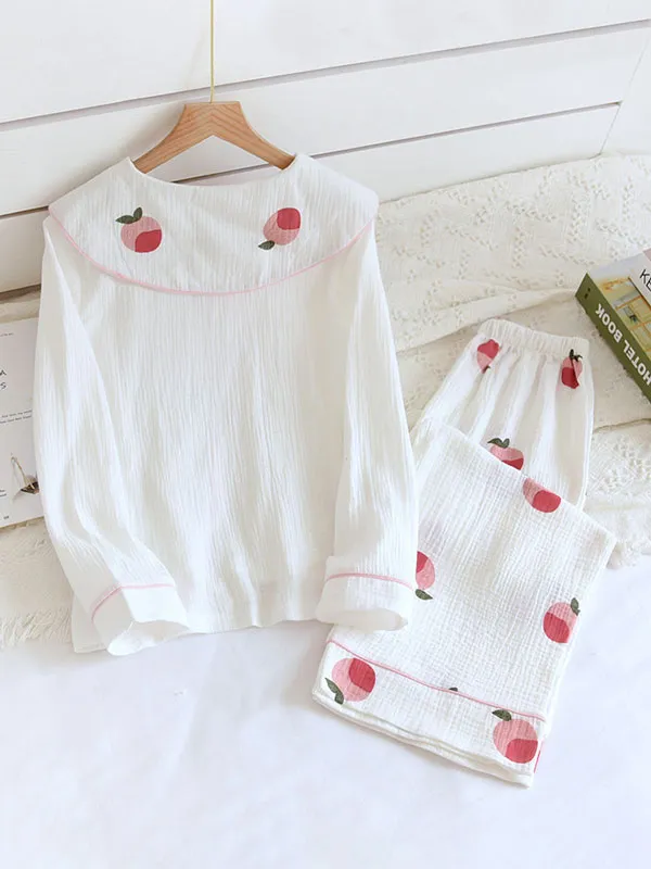 Peach Print Cotton Pajama Set