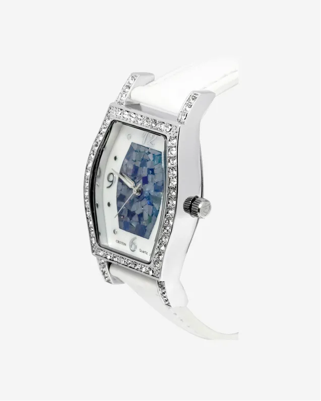 PIETRA Ladies Quartz Mother of Pearl Dial Watch with Crystal Bezel