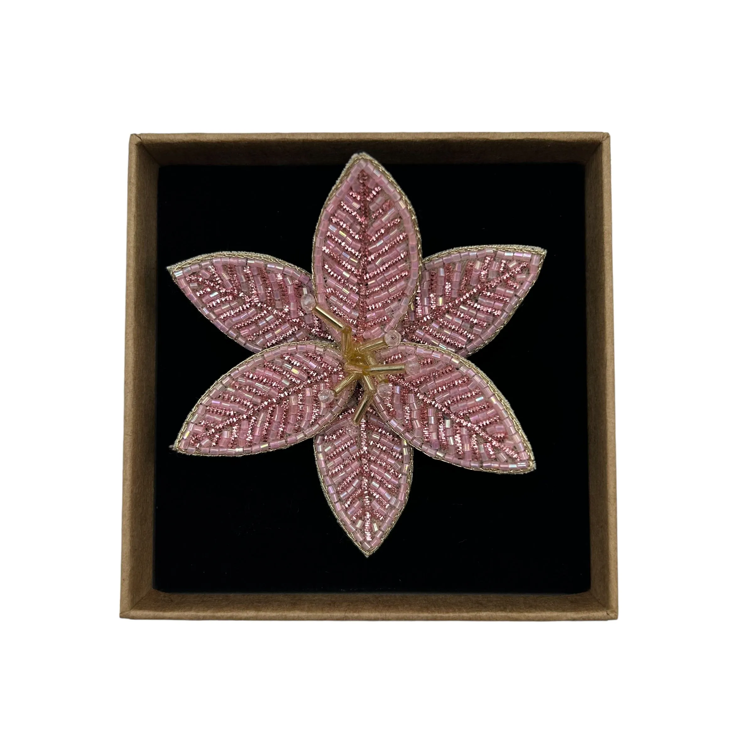 Pink lotus flower brooch