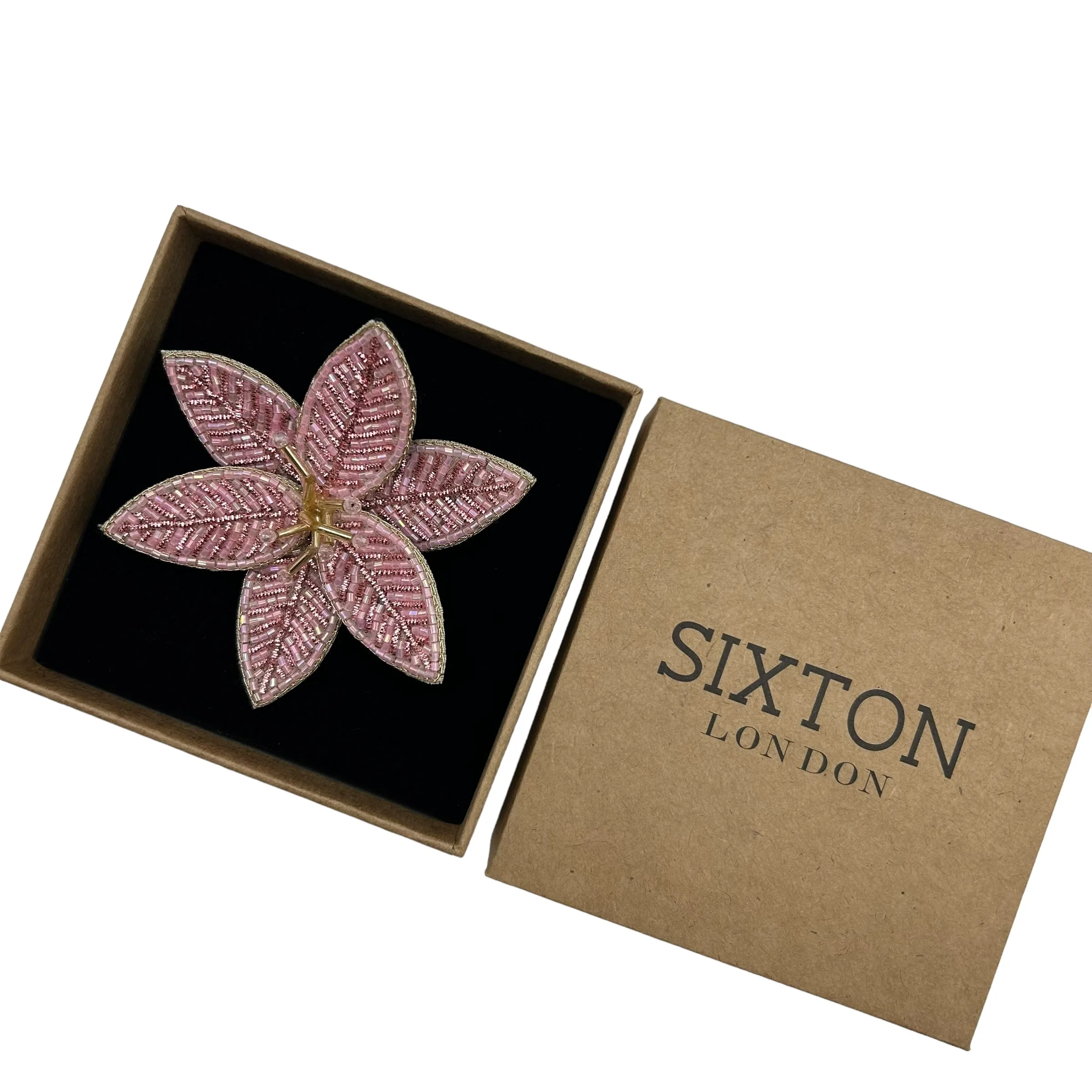 Pink lotus flower brooch