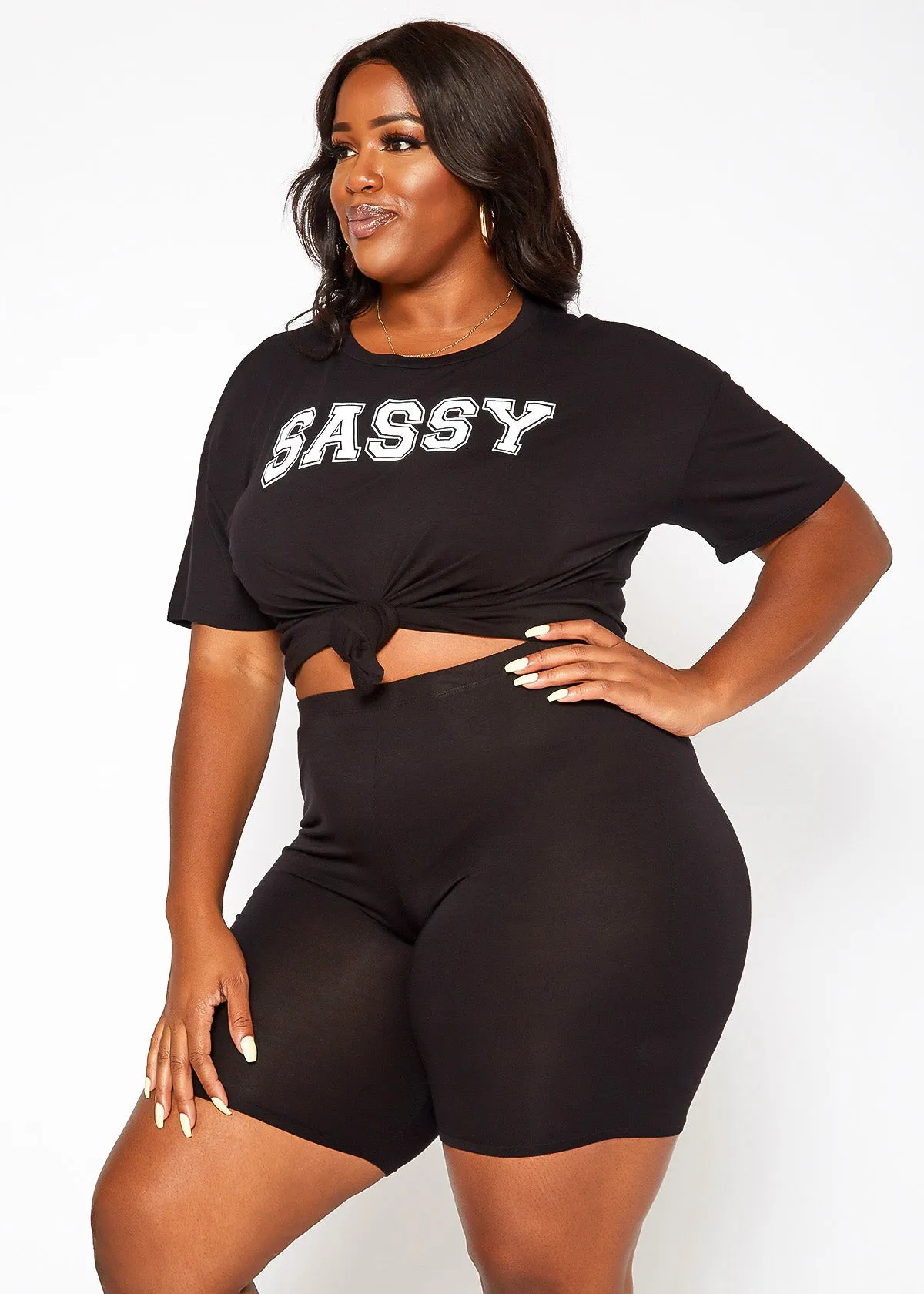 Plus Size Basic Half Leggings