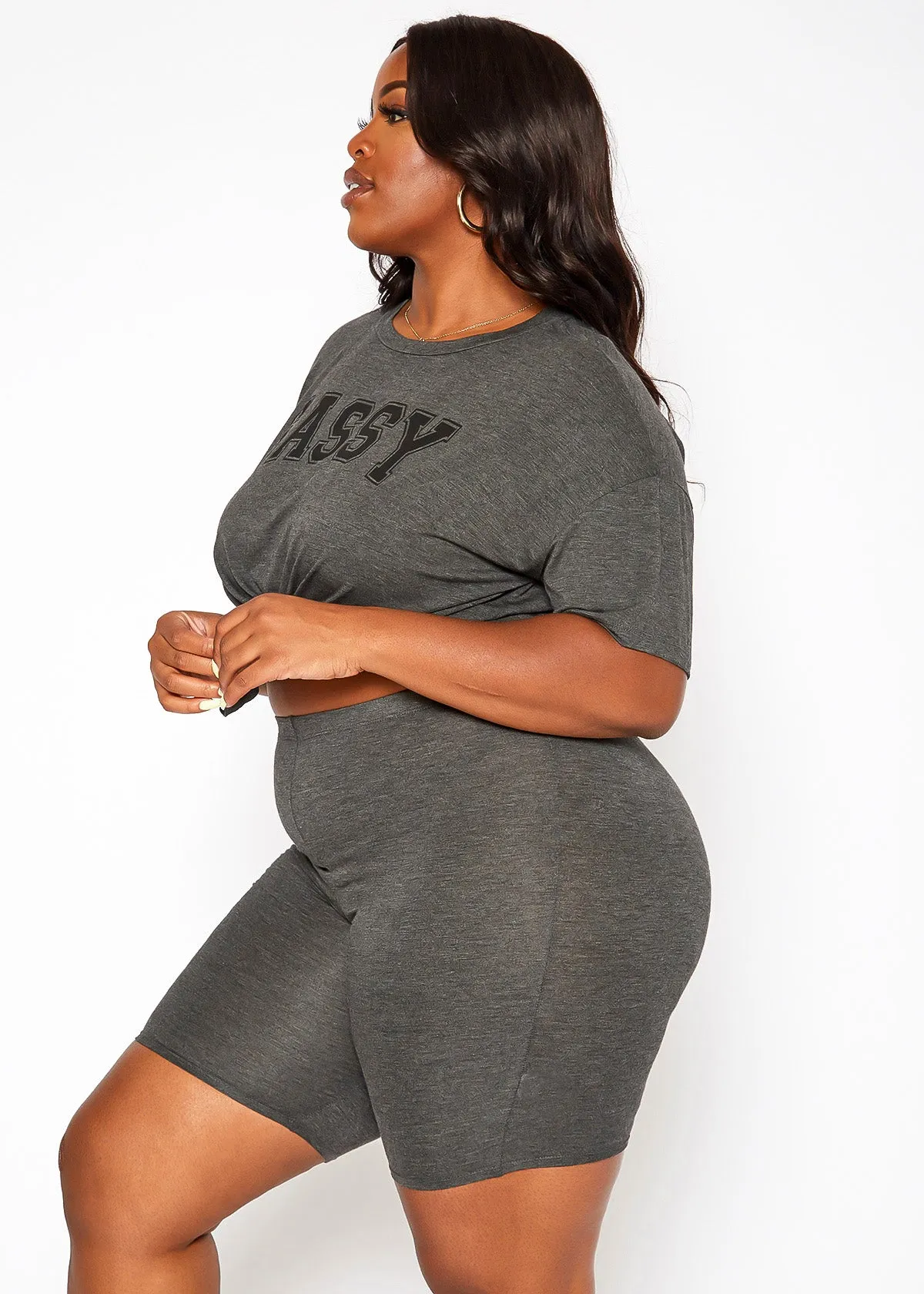 Plus Size Basic Half Leggings